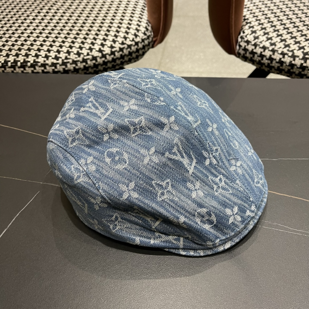  Lv路易威登2025新款时尚百搭牛仔提花贝雷帽透气遮阳帽