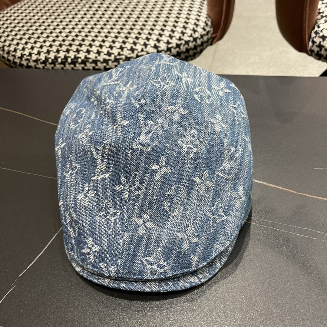  Lv路易威登2025新款时尚百搭牛仔提花贝雷帽透气遮阳帽