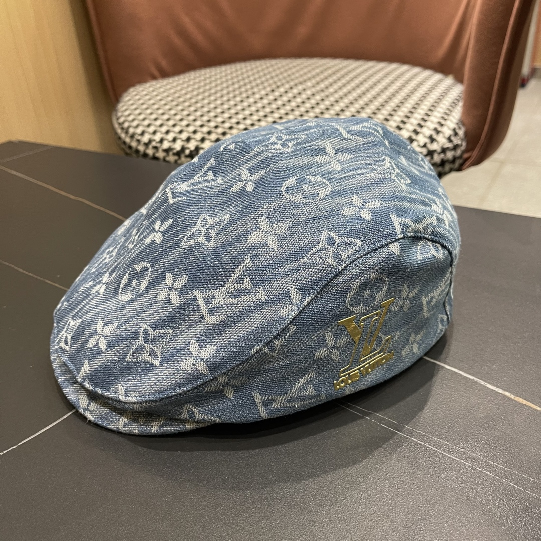  Lv路易威登2025新款时尚百搭牛仔提花贝雷帽透气遮阳帽