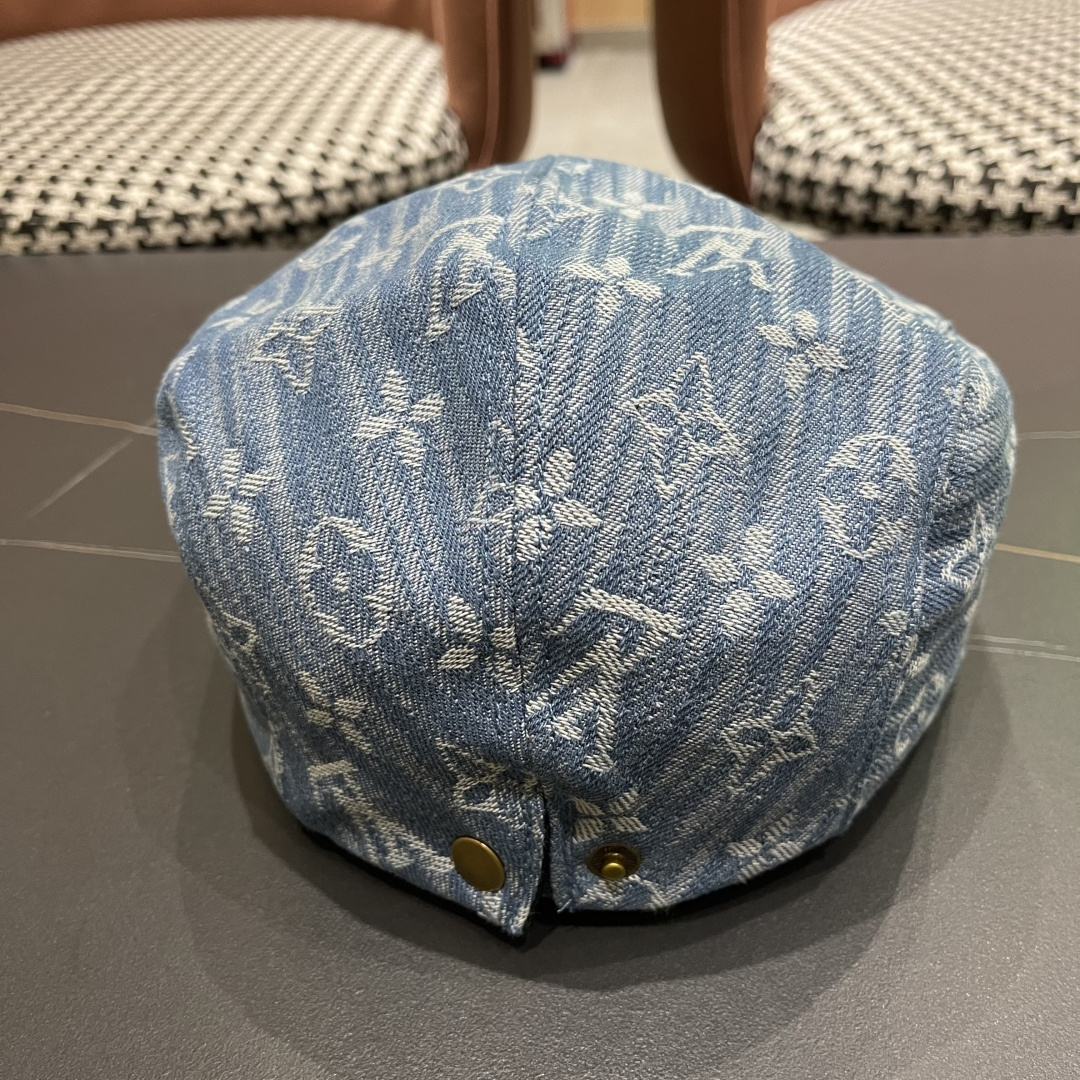  Lv路易威登2025新款时尚百搭牛仔提花贝雷帽透气遮阳帽