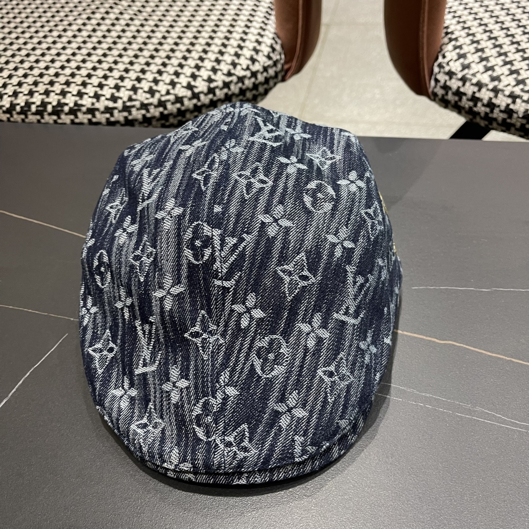  Lv路易威登2025新款时尚百搭牛仔提花贝雷帽透气遮阳帽