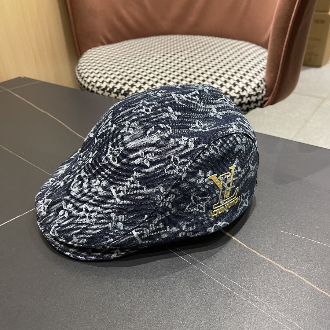  Lv路易威登2025新款时尚百搭牛仔提花贝雷帽透气遮阳帽