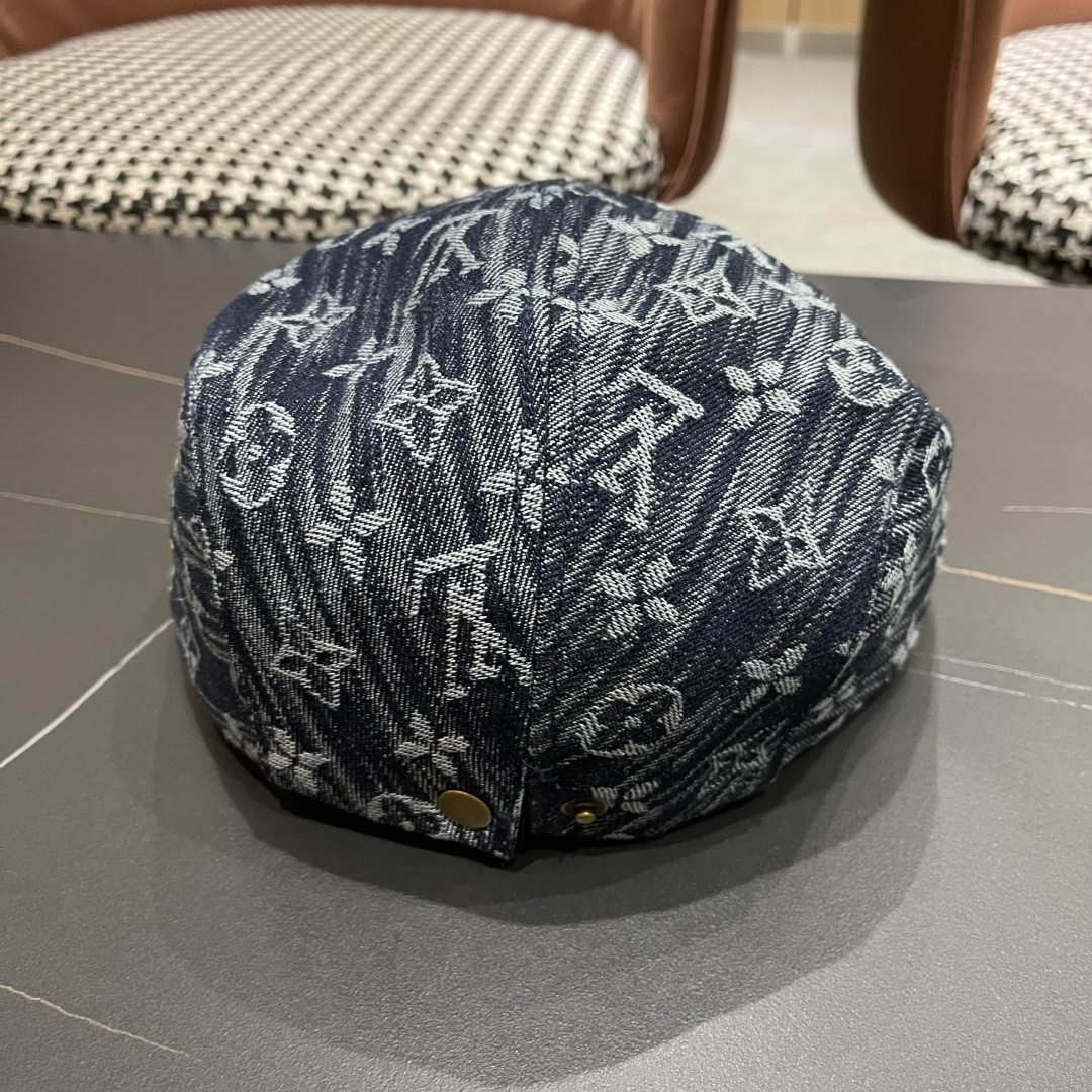  Lv路易威登2025新款时尚百搭牛仔提花贝雷帽透气遮阳帽