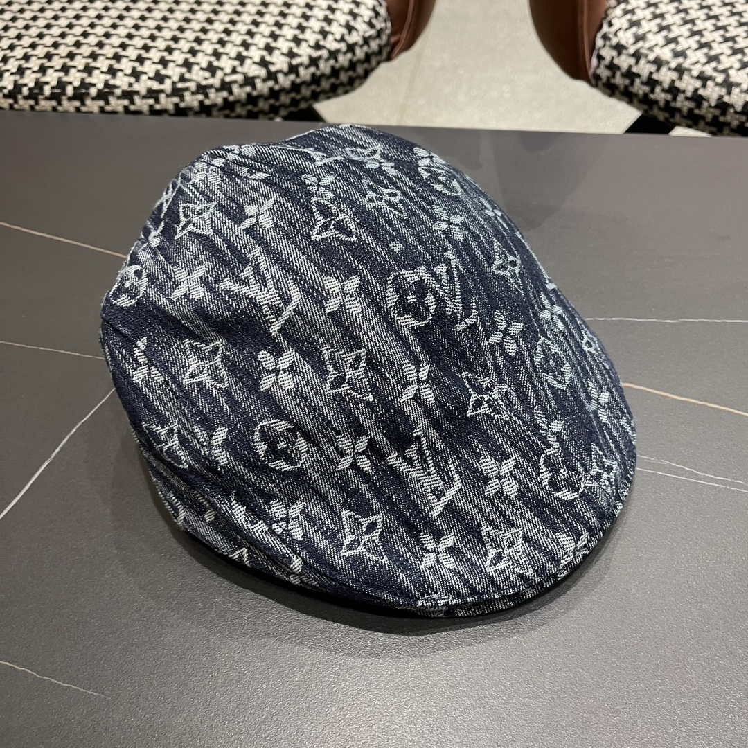  Lv路易威登2025新款时尚百搭牛仔提花贝雷帽透气遮阳帽