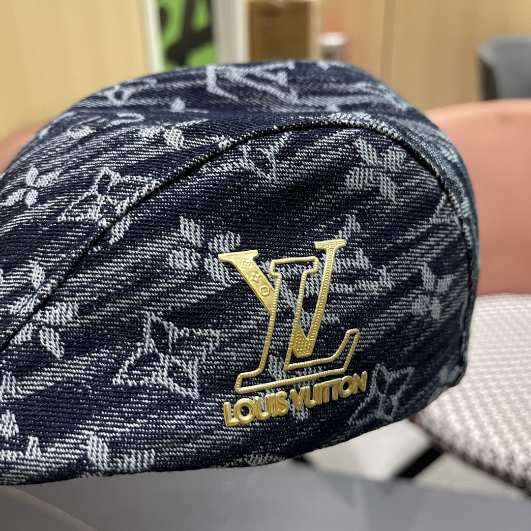  Lv路易威登2025新款时尚百搭牛仔提花贝雷帽透气遮阳帽