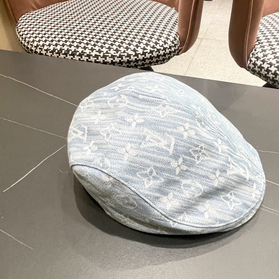  Lv路易威登2025新款时尚百搭牛仔提花贝雷帽透气遮阳帽