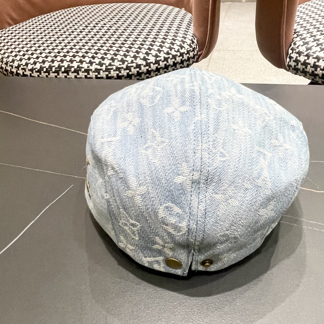  Lv路易威登2025新款时尚百搭牛仔提花贝雷帽透气遮阳帽