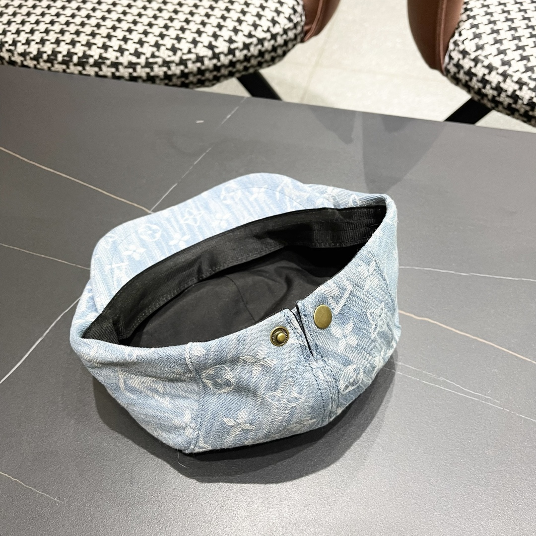  Lv路易威登2025新款时尚百搭牛仔提花贝雷帽透气遮阳帽