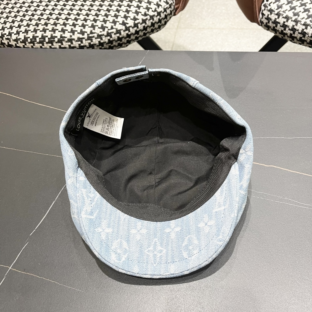  Lv路易威登2025新款时尚百搭牛仔提花贝雷帽透气遮阳帽