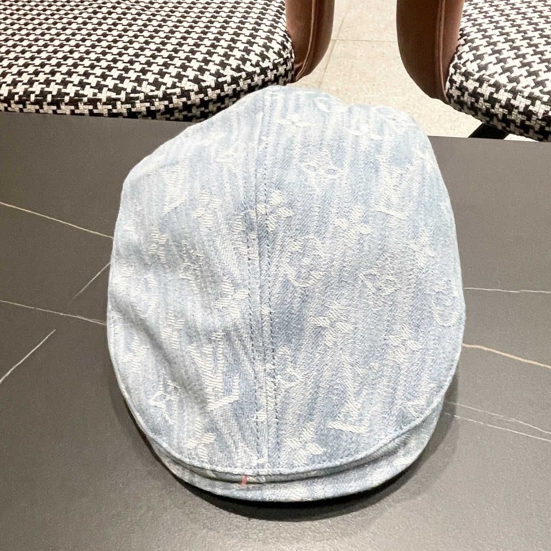  Lv路易威登2025新款时尚百搭牛仔提花贝雷帽透气遮阳帽