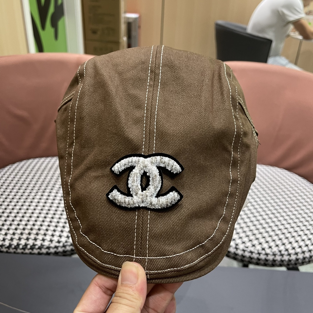  香奈儿2025新款日系文艺复古前进帽情侣休闲百搭英伦贝雷帽男
女反戴潮搭鸭舌帽韩