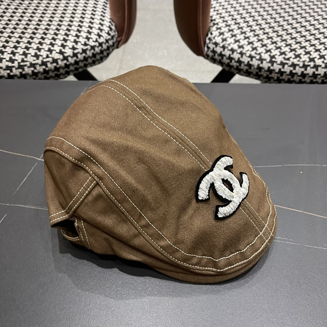  香奈儿2025新款日系文艺复古前进帽情侣休闲百搭英伦贝雷帽男
女反戴潮搭鸭舌帽韩