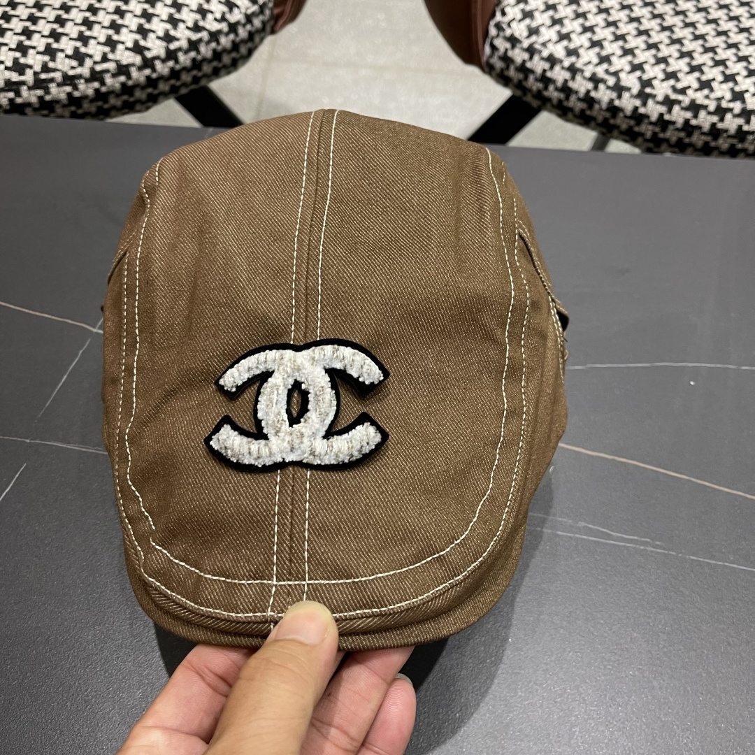  香奈儿2025新款日系文艺复古前进帽情侣休闲百搭英伦贝雷帽男
女反戴潮搭鸭舌帽韩