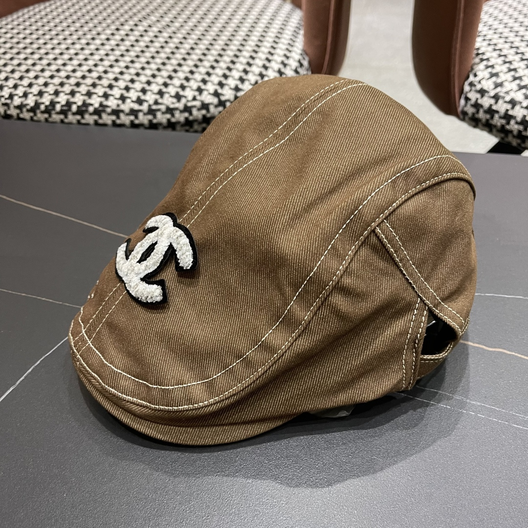  香奈儿2025新款日系文艺复古前进帽情侣休闲百搭英伦贝雷帽男
女反戴潮搭鸭舌帽韩