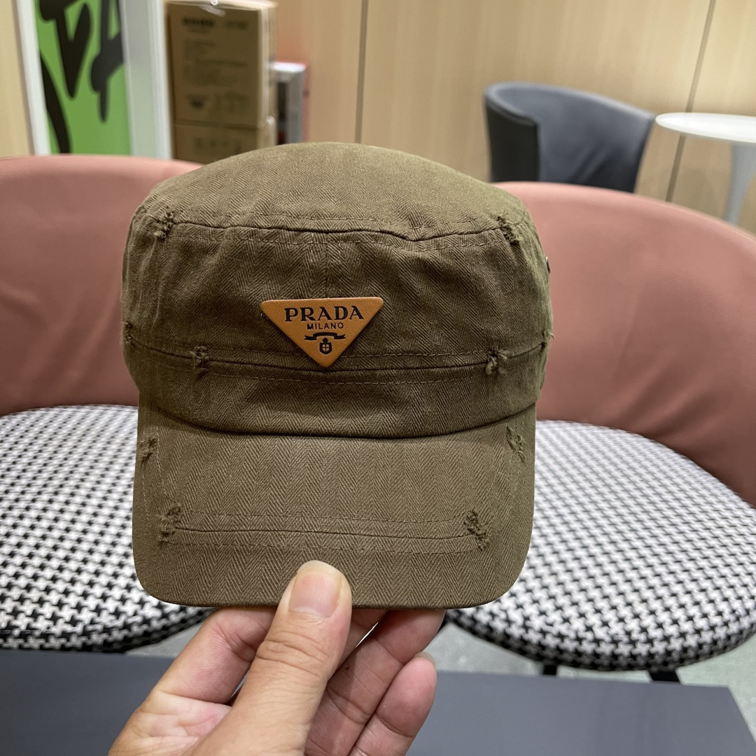  普拉达2025新款闪电小狗森系男女休闲鸭舌帽徒步越
野穿河过隙户外探险平顶防晒