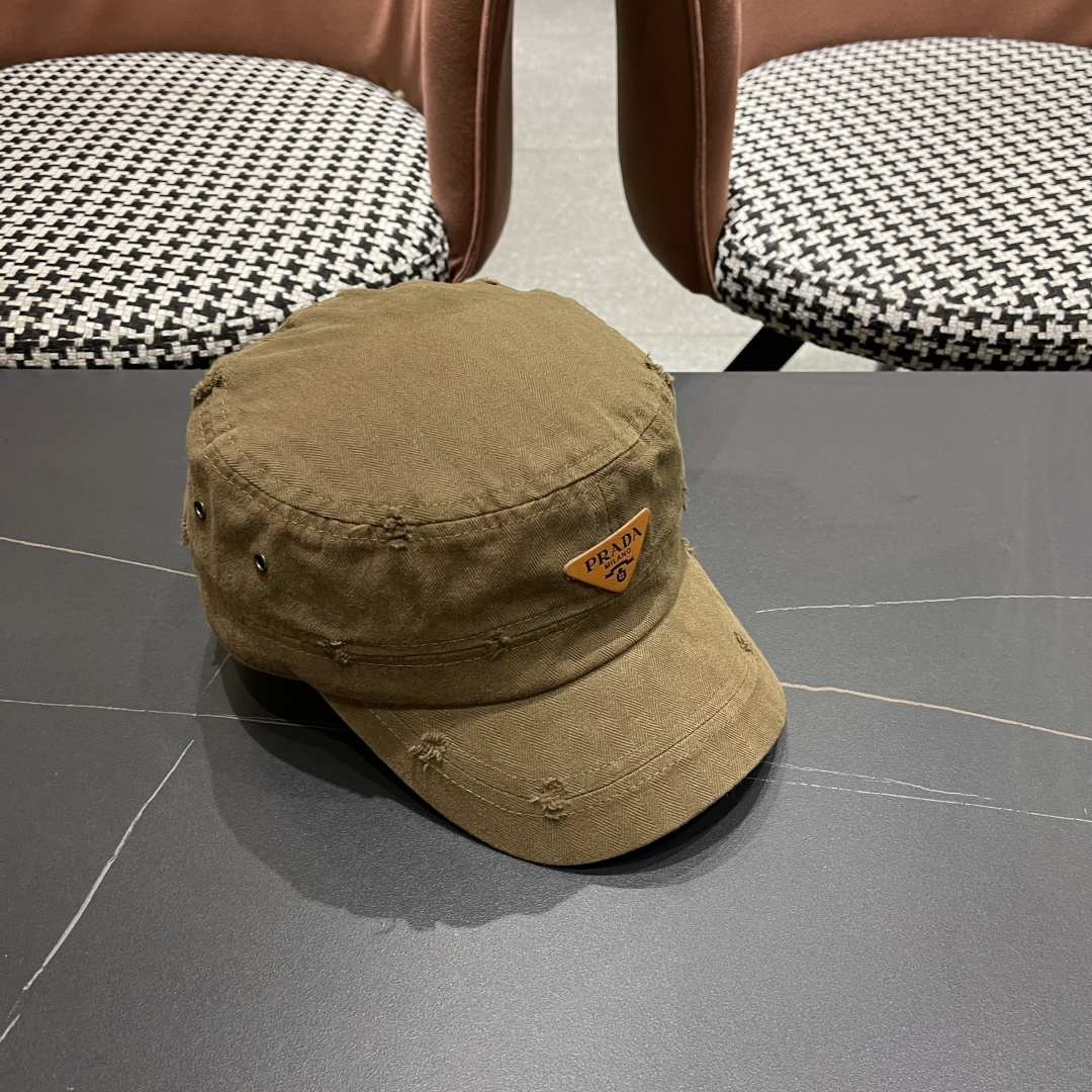  普拉达2025新款闪电小狗森系男女休闲鸭舌帽徒步越
野穿河过隙户外探险平顶防晒
