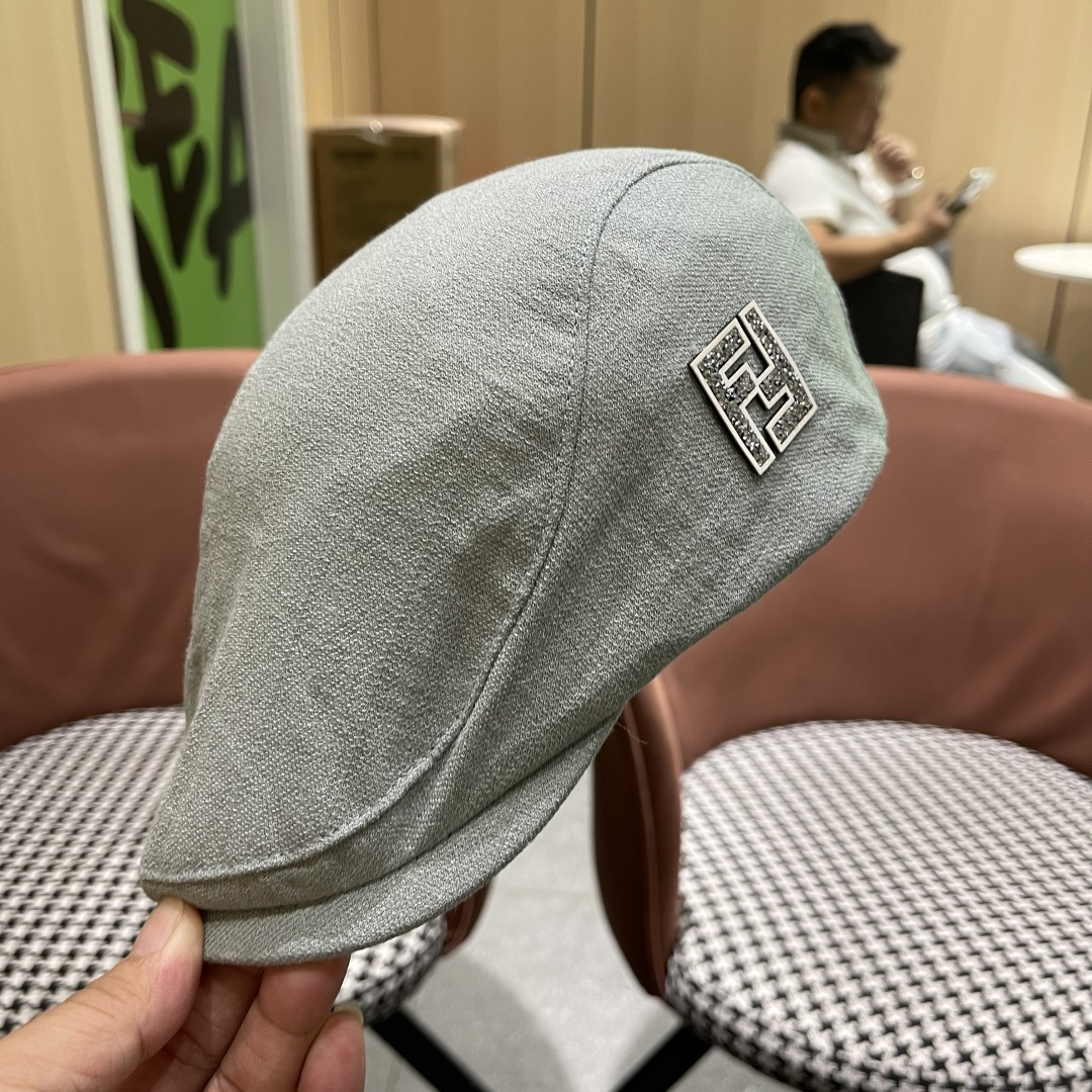  迪芬 复古棉麻前进帽女春夏英伦显脸小贝雷帽子2025新款日系简约鸭舌帽