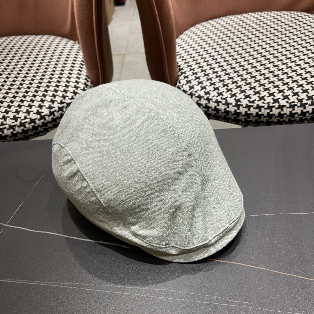  迪芬 复古棉麻前进帽女春夏英伦显脸小贝雷帽子2025新款日系简约鸭舌帽