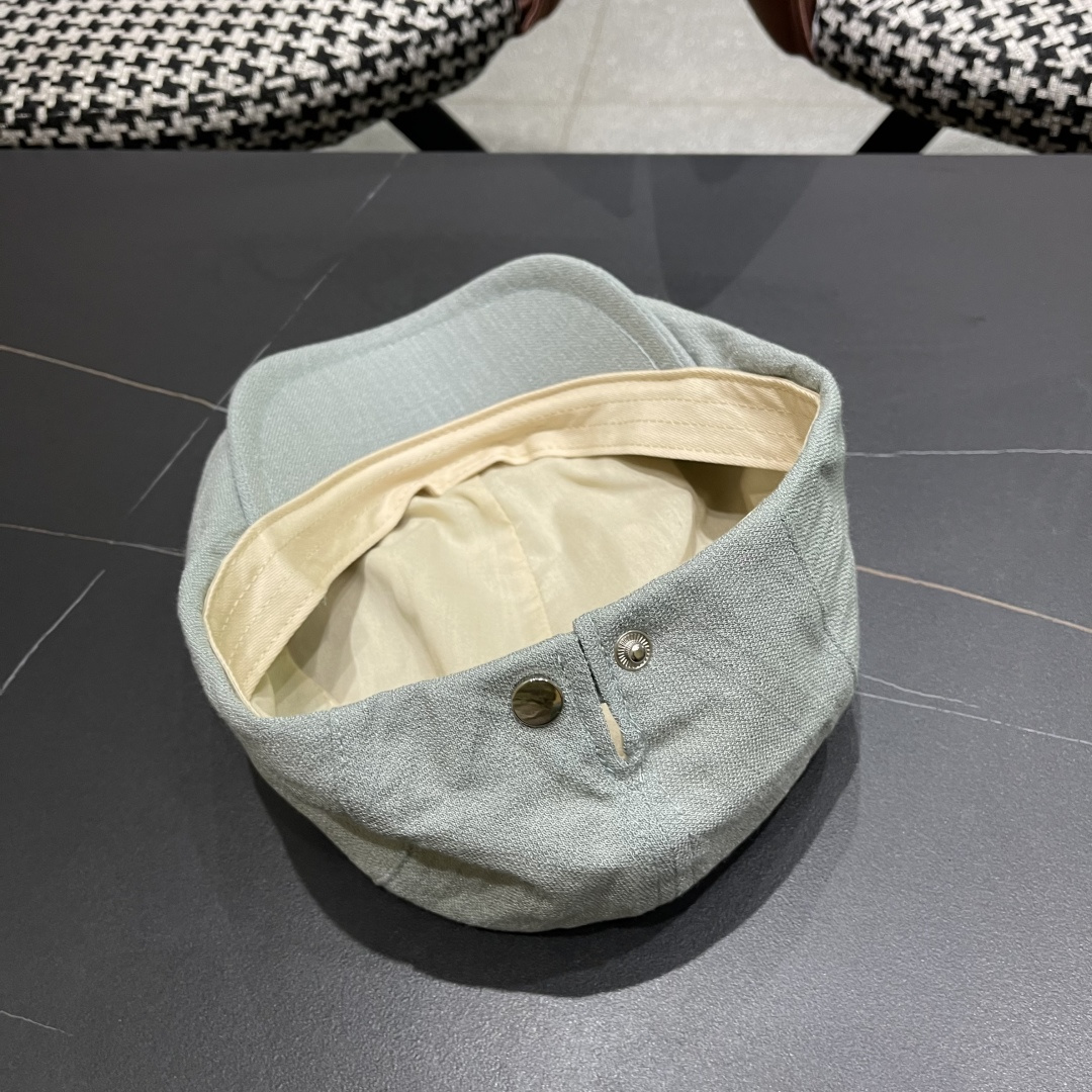  迪芬 复古棉麻前进帽女春夏英伦显脸小贝雷帽子2025新款日系简约鸭舌帽