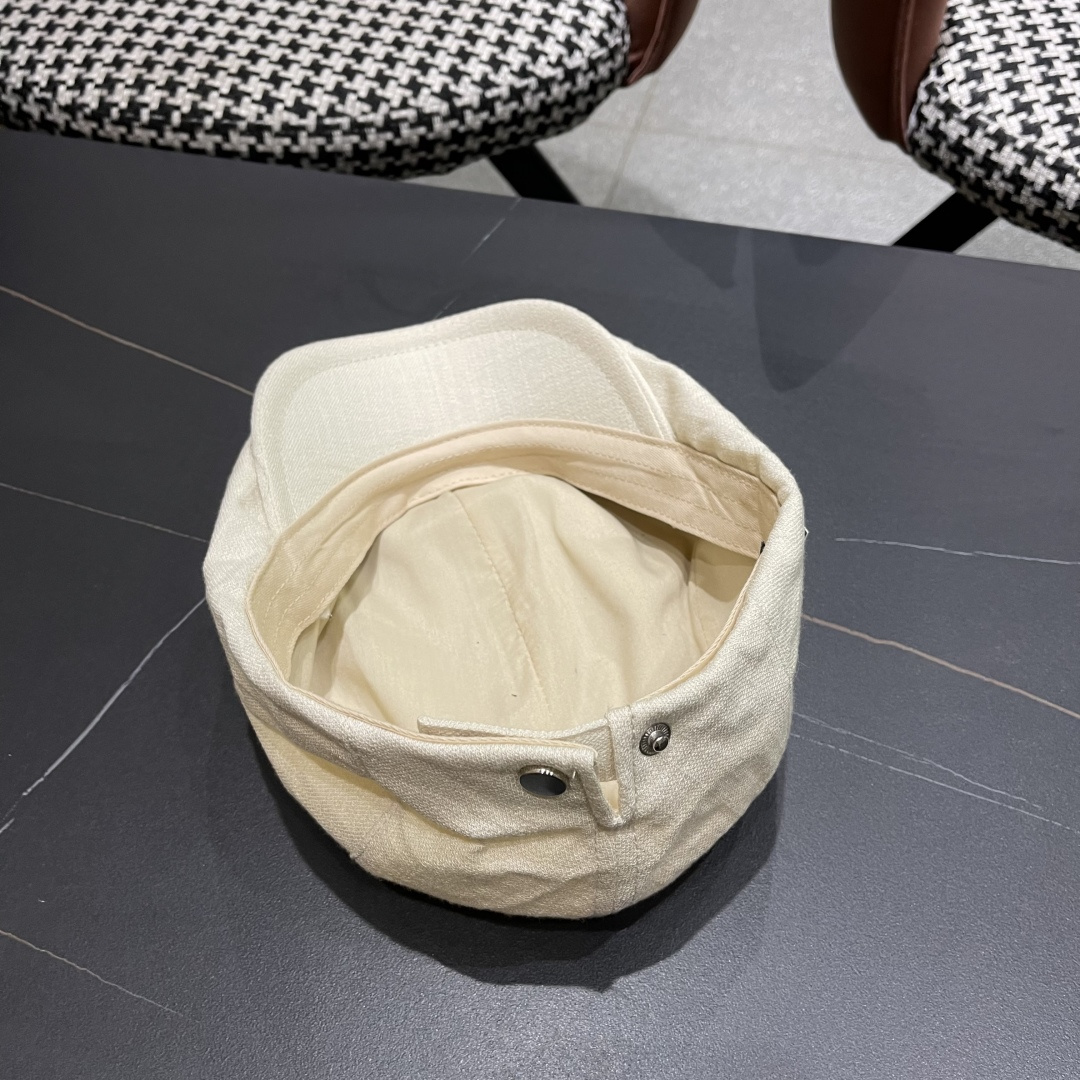  迪芬 复古棉麻前进帽女春夏英伦显脸小贝雷帽子2025新款日系简约鸭舌帽