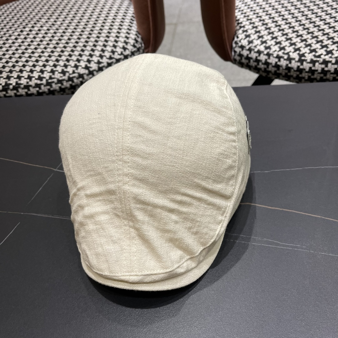  迪芬 复古棉麻前进帽女春夏英伦显脸小贝雷帽子2025新款日系简约鸭舌帽