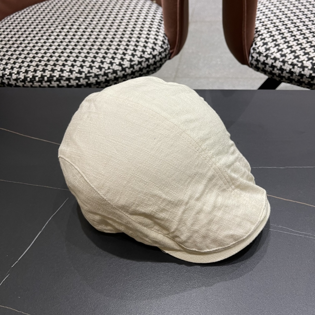  迪芬 复古棉麻前进帽女春夏英伦显脸小贝雷帽子2025新款日系简约鸭舌帽