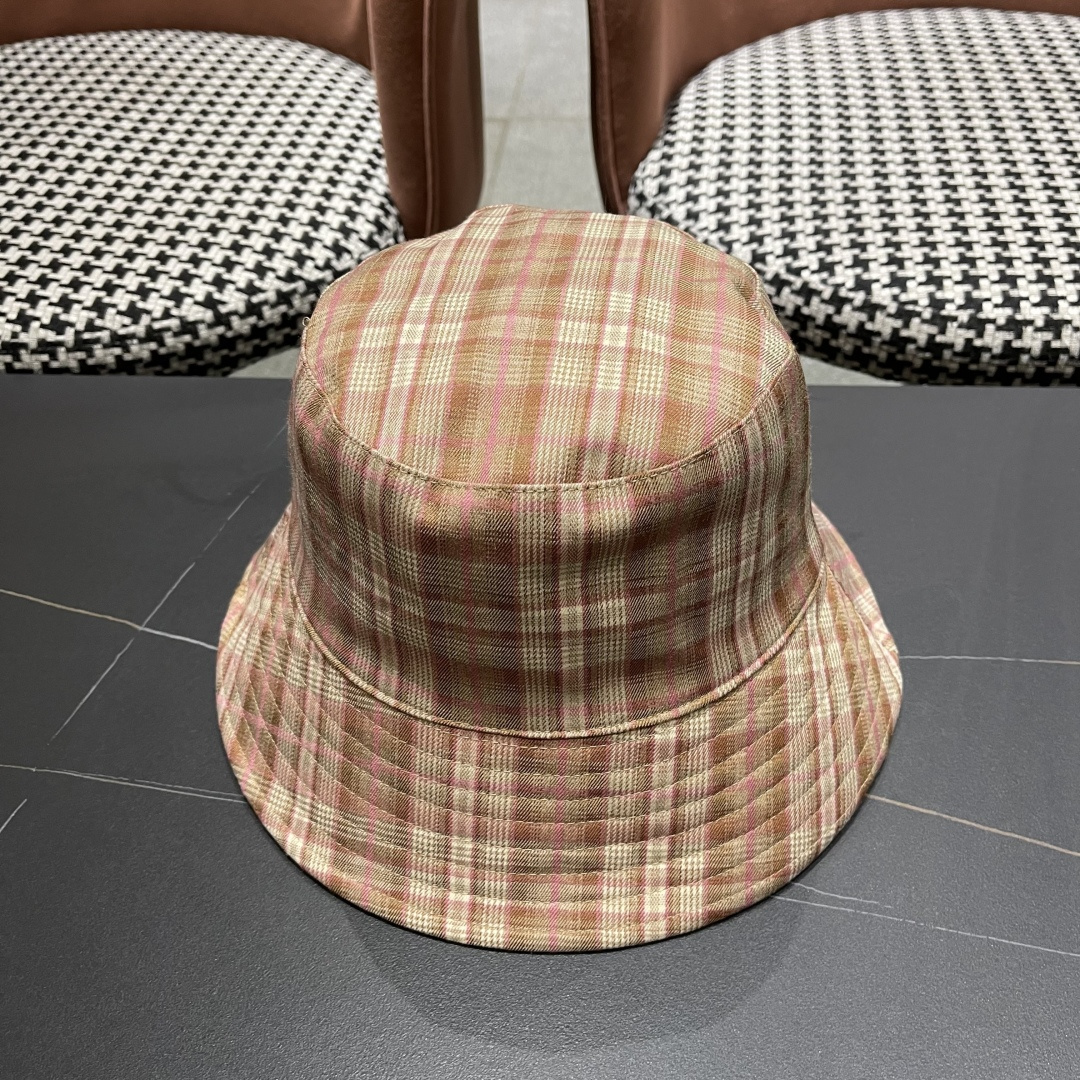  香奈儿 韩版复古格纹渔夫帽子女款春秋季户
外遮脸显脸小百搭双面水桶帽盆帽潮