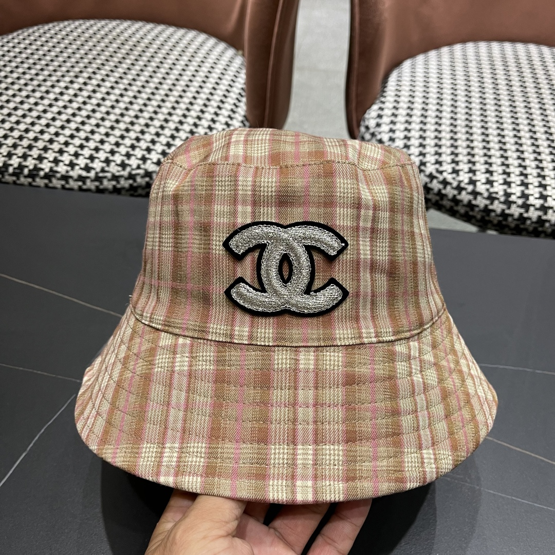  香奈儿 韩版复古格纹渔夫帽子女款春秋季户
外遮脸显脸小百搭双面水桶帽盆帽潮