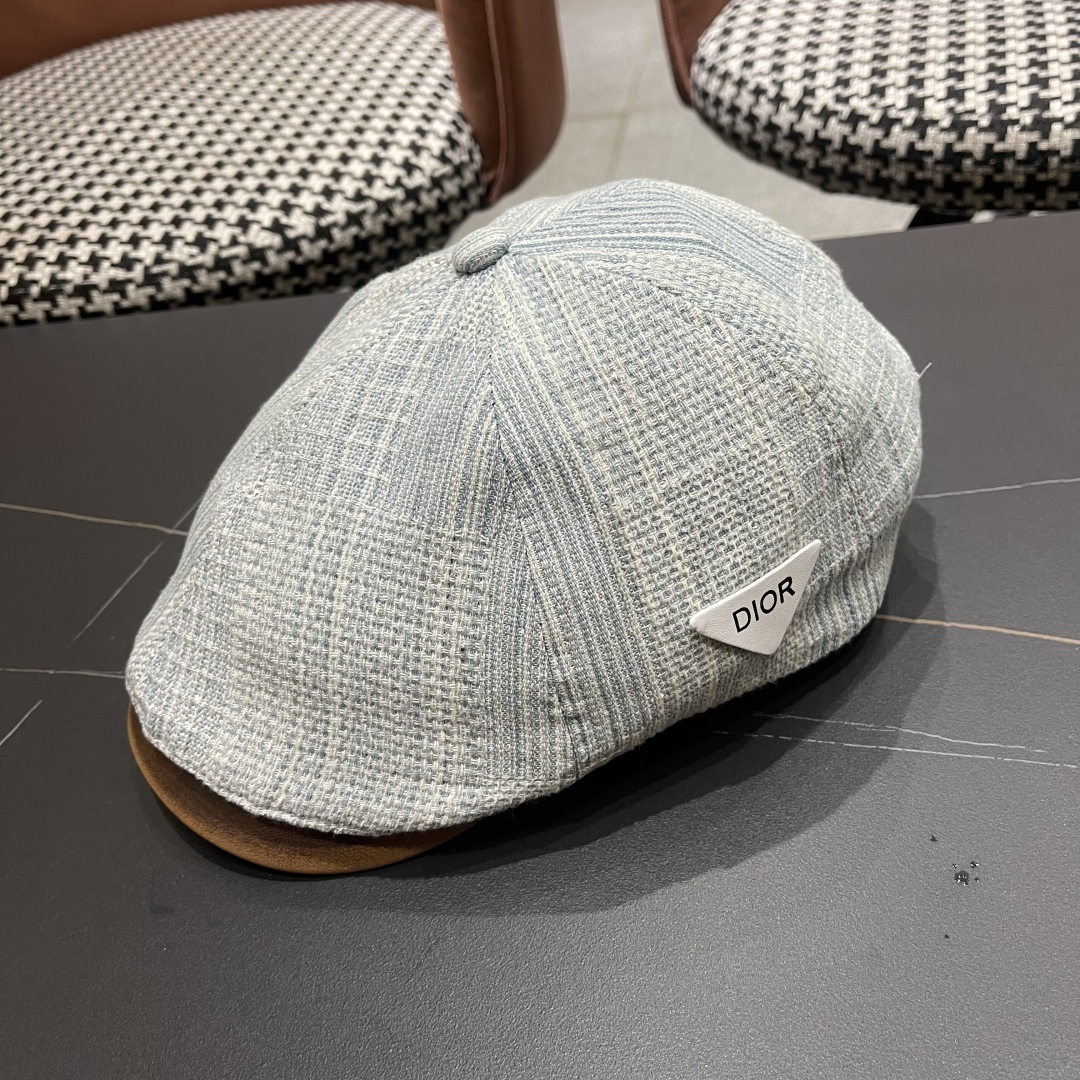  迪奥 日系复古牛仔前进帽女夏文艺休闲百搭皮质
帽檐画家帽鸭舌报童帽子
