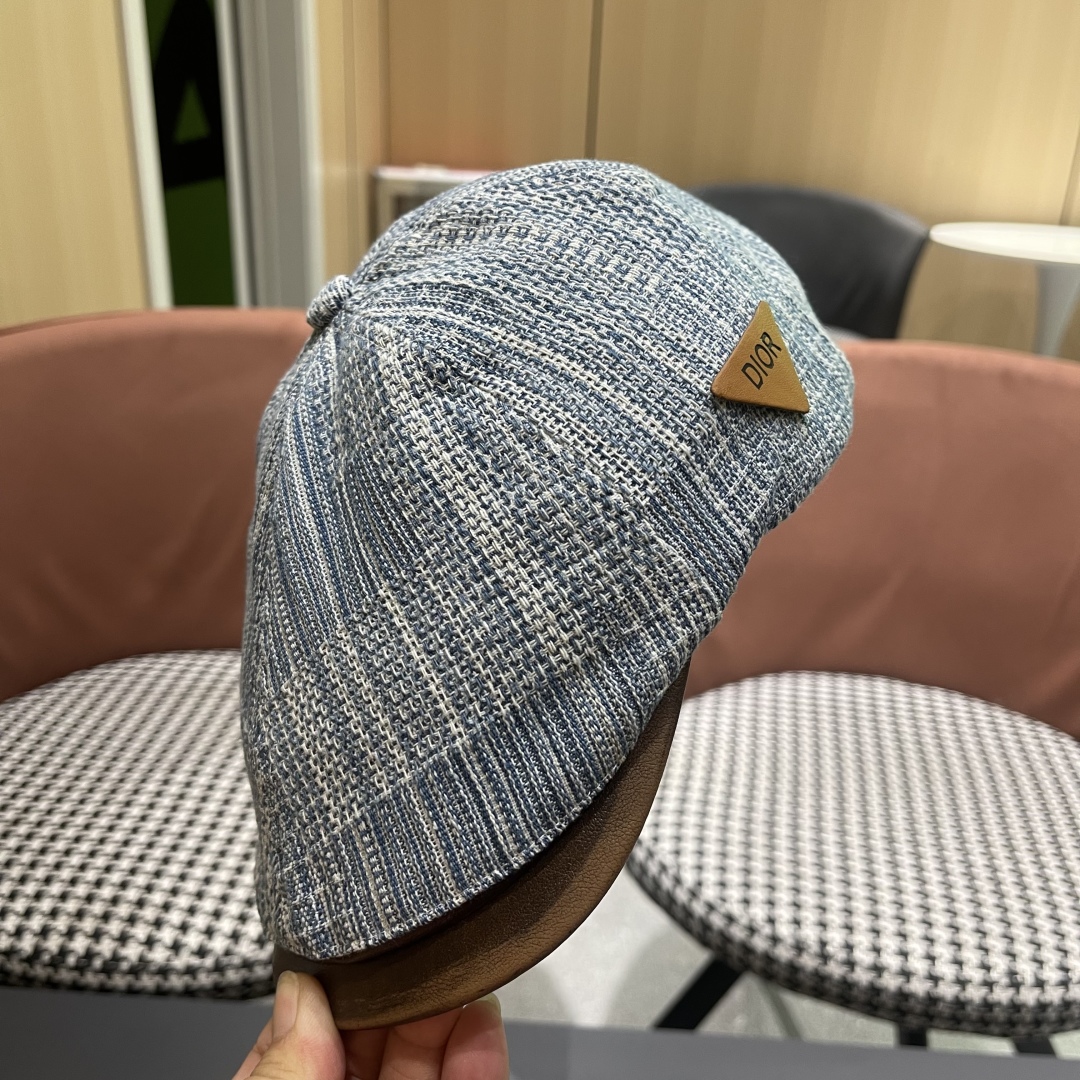  迪奥 日系复古牛仔前进帽女夏文艺休闲百搭皮质
帽檐画家帽鸭舌报童帽子