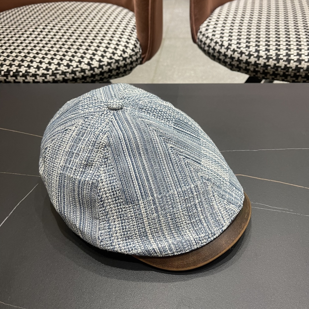  迪奥 日系复古牛仔前进帽女夏文艺休闲百搭皮质
帽檐画家帽鸭舌报童帽子