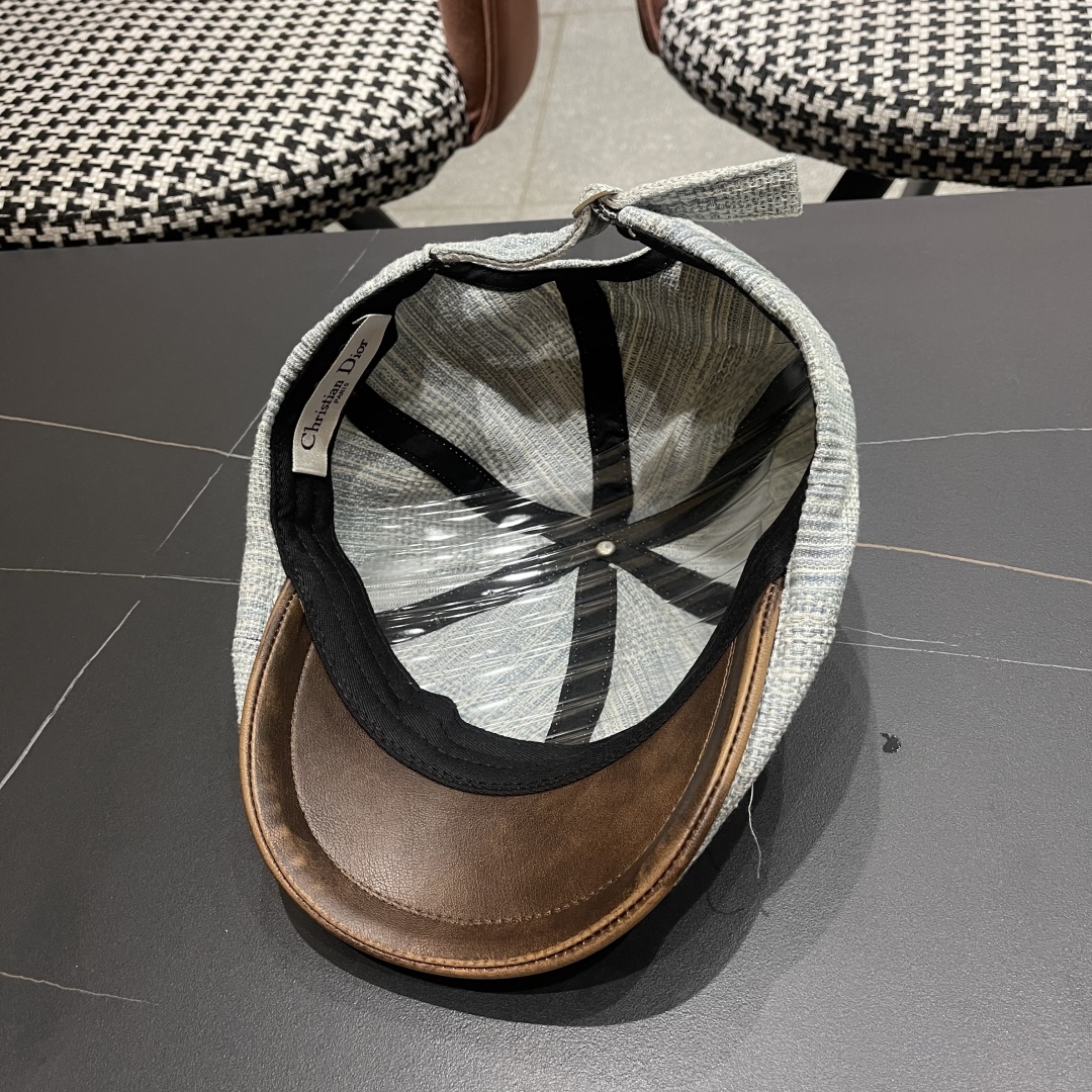  迪奥 日系复古牛仔前进帽女夏文艺休闲百搭皮质
帽檐画家帽鸭舌报童帽子