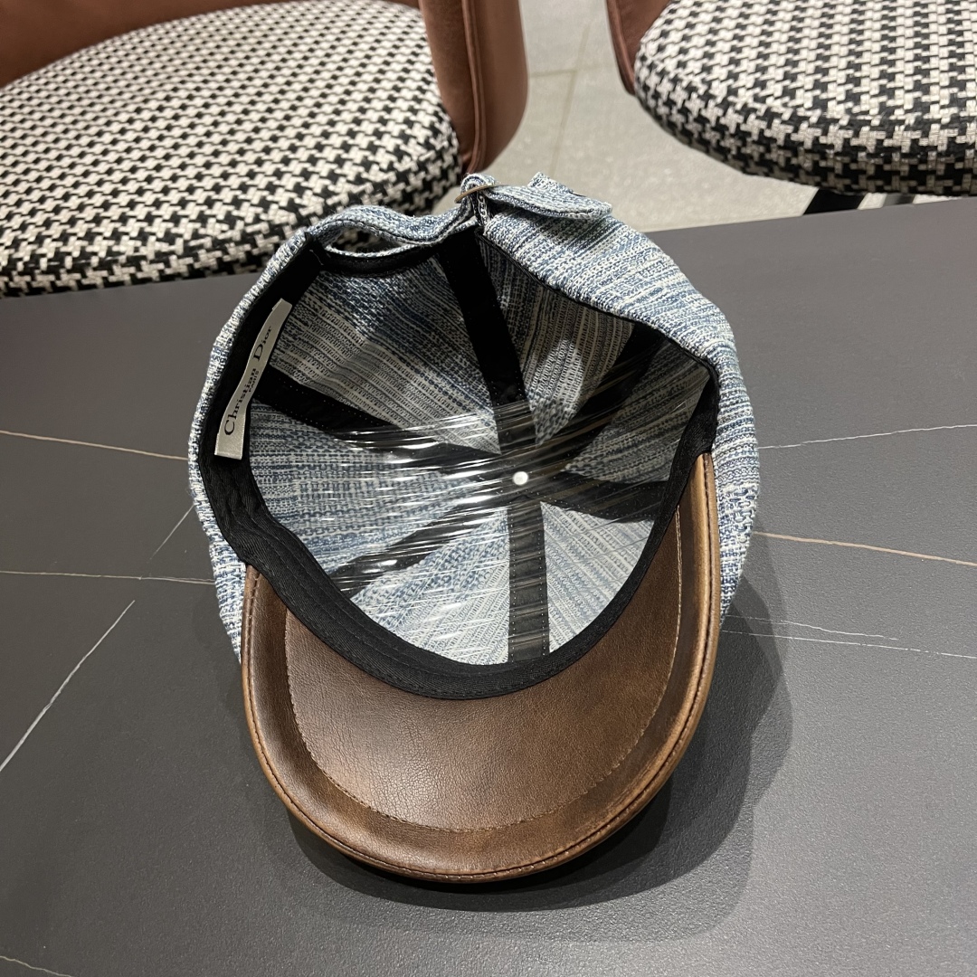  迪奥 日系复古牛仔前进帽女夏文艺休闲百搭皮质
帽檐画家帽鸭舌报童帽子