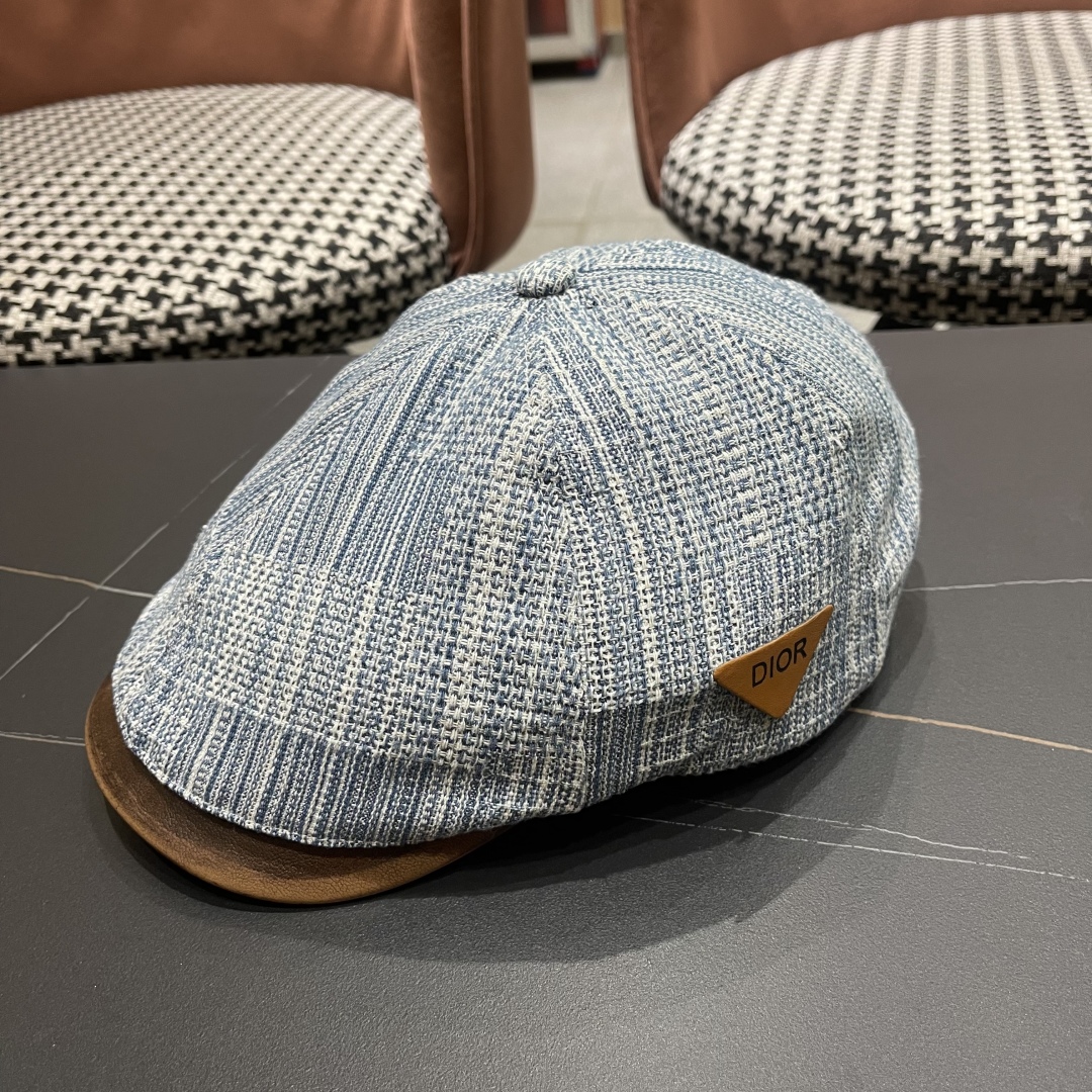  迪奥 日系复古牛仔前进帽女夏文艺休闲百搭皮质
帽檐画家帽鸭舌报童帽子