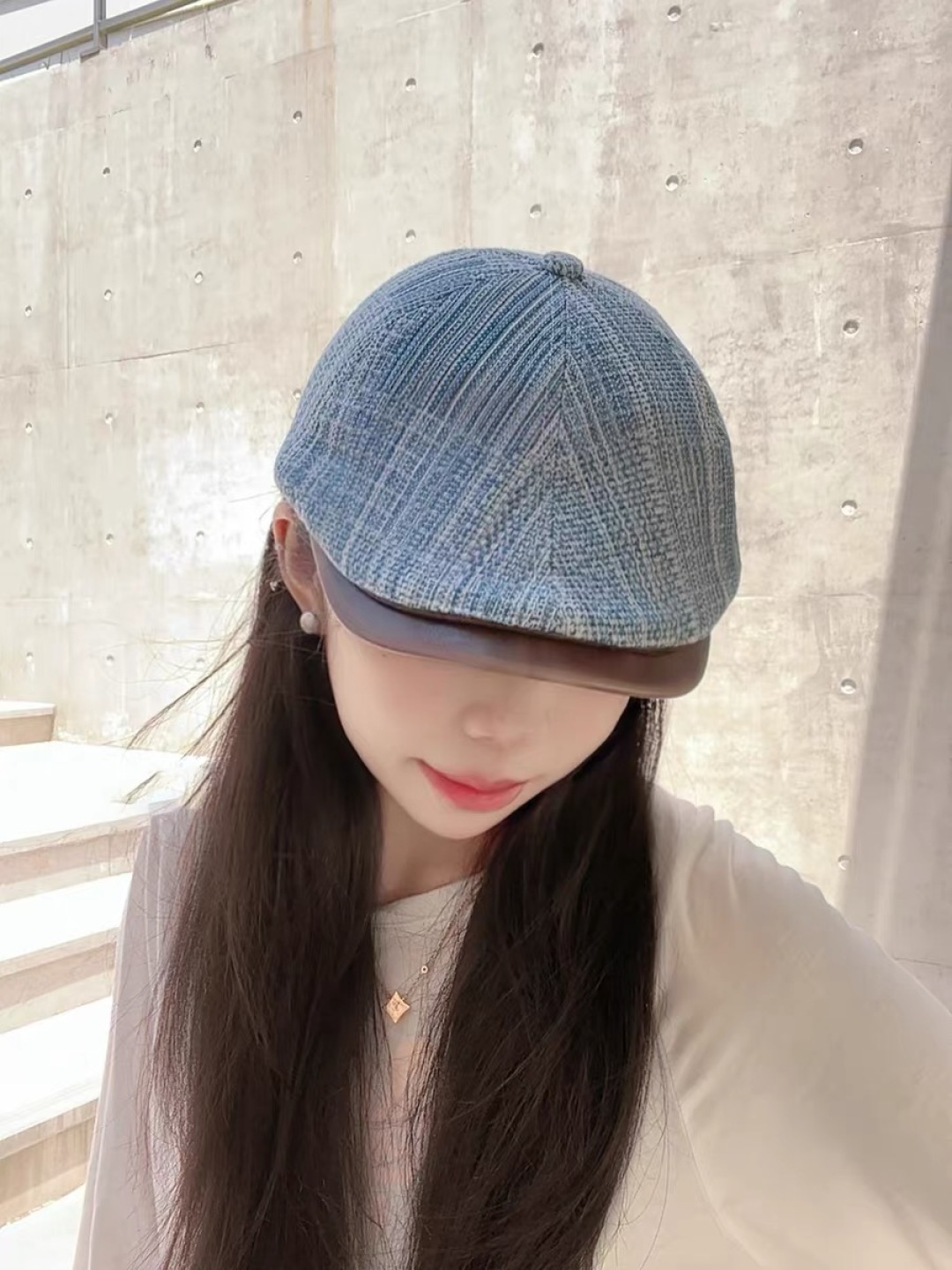  迪奥 日系复古牛仔前进帽女夏文艺休闲百搭皮质
帽檐画家帽鸭舌报童帽子