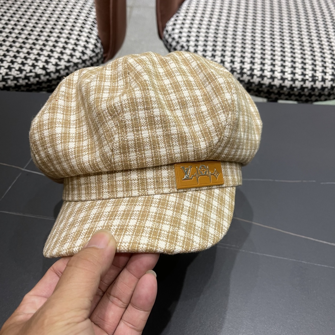  Lv路易威登 日韩系格纹八角帽女休闲复古时尚百搭贝雷帽渔
春秋夏季文艺画家帽