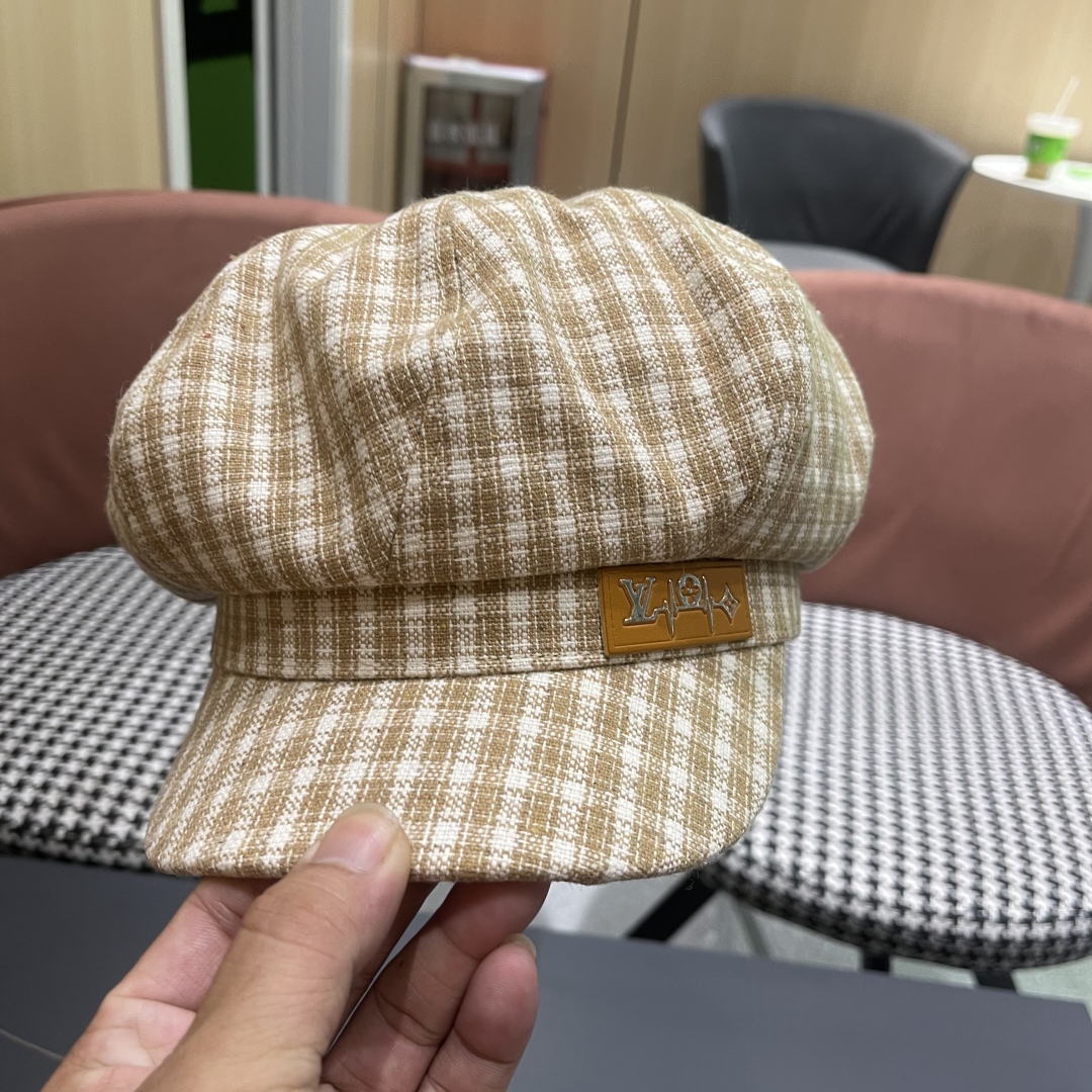  Lv路易威登 日韩系格纹八角帽女休闲复古时尚百搭贝雷帽渔
春秋夏季文艺画家帽