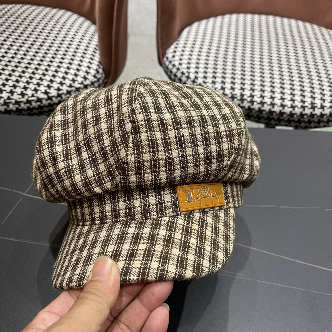  Lv路易威登 日韩系格纹八角帽女休闲复古时尚百搭贝雷帽渔
春秋夏季文艺画家帽