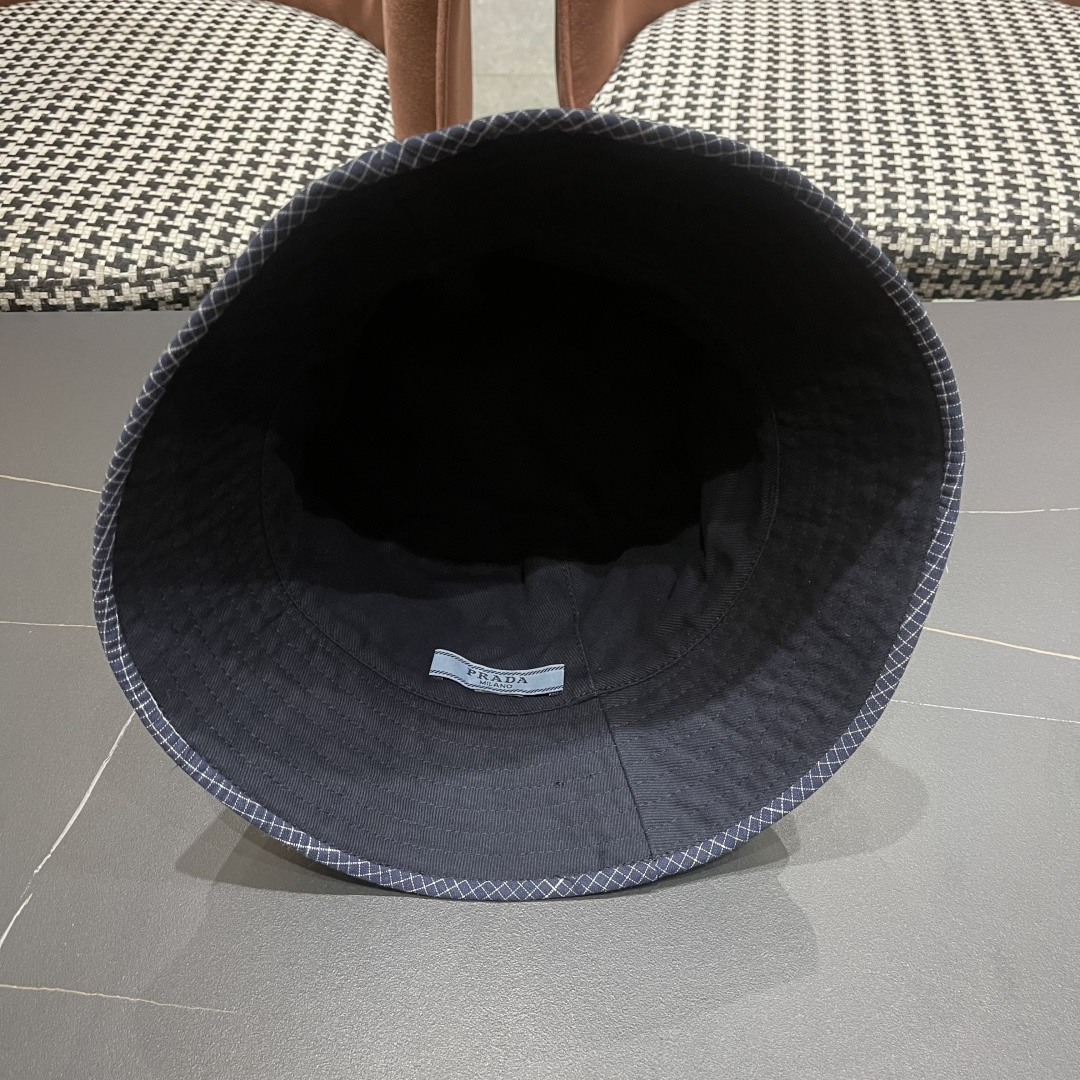  普拉达 韩版格子防晒帽子女夏季2025新款薄
款透气百搭遮阳盆帽时尚渔夫帽