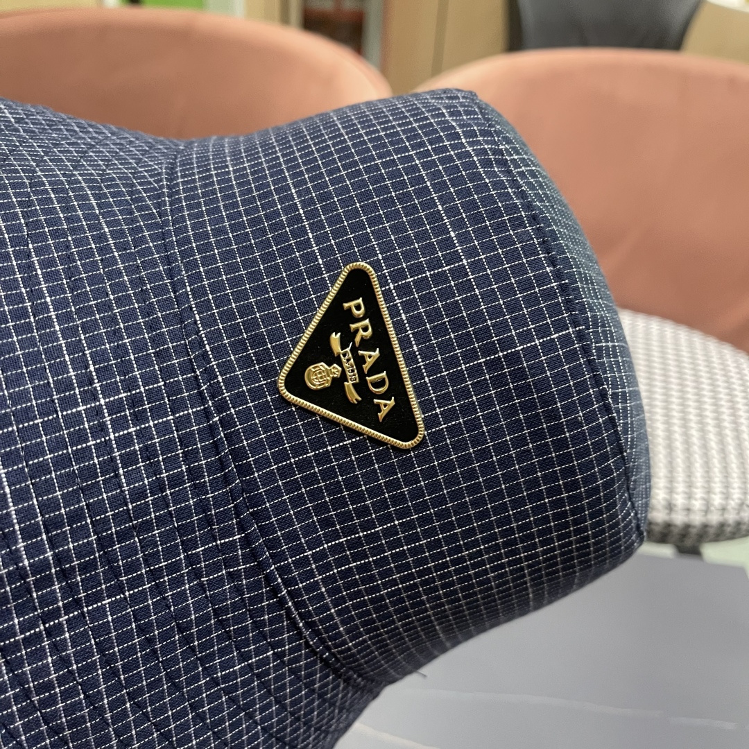  普拉达 韩版格子防晒帽子女夏季2025新款薄
款透气百搭遮阳盆帽时尚渔夫帽