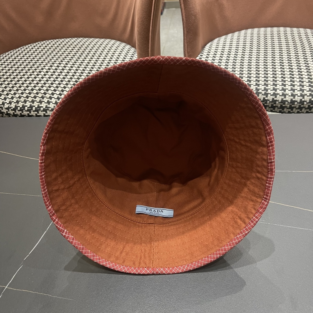  普拉达 韩版格子防晒帽子女夏季2025新款薄
款透气百搭遮阳盆帽时尚渔夫帽