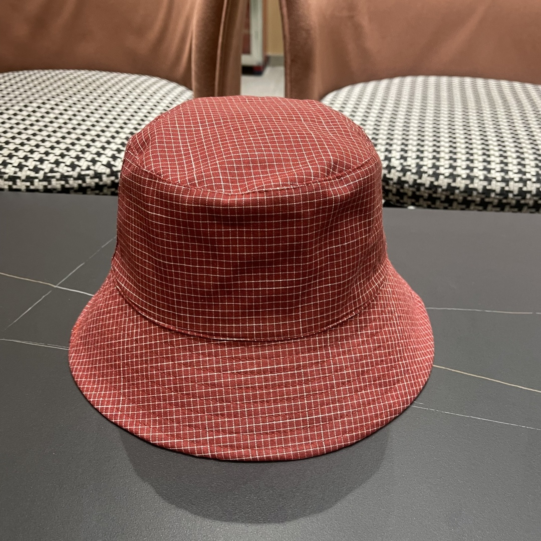  普拉达 韩版格子防晒帽子女夏季2025新款薄
款透气百搭遮阳盆帽时尚渔夫帽