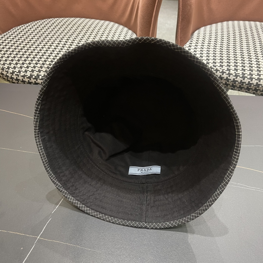  普拉达 韩版格子防晒帽子女夏季2025新款薄
款透气百搭遮阳盆帽时尚渔夫帽