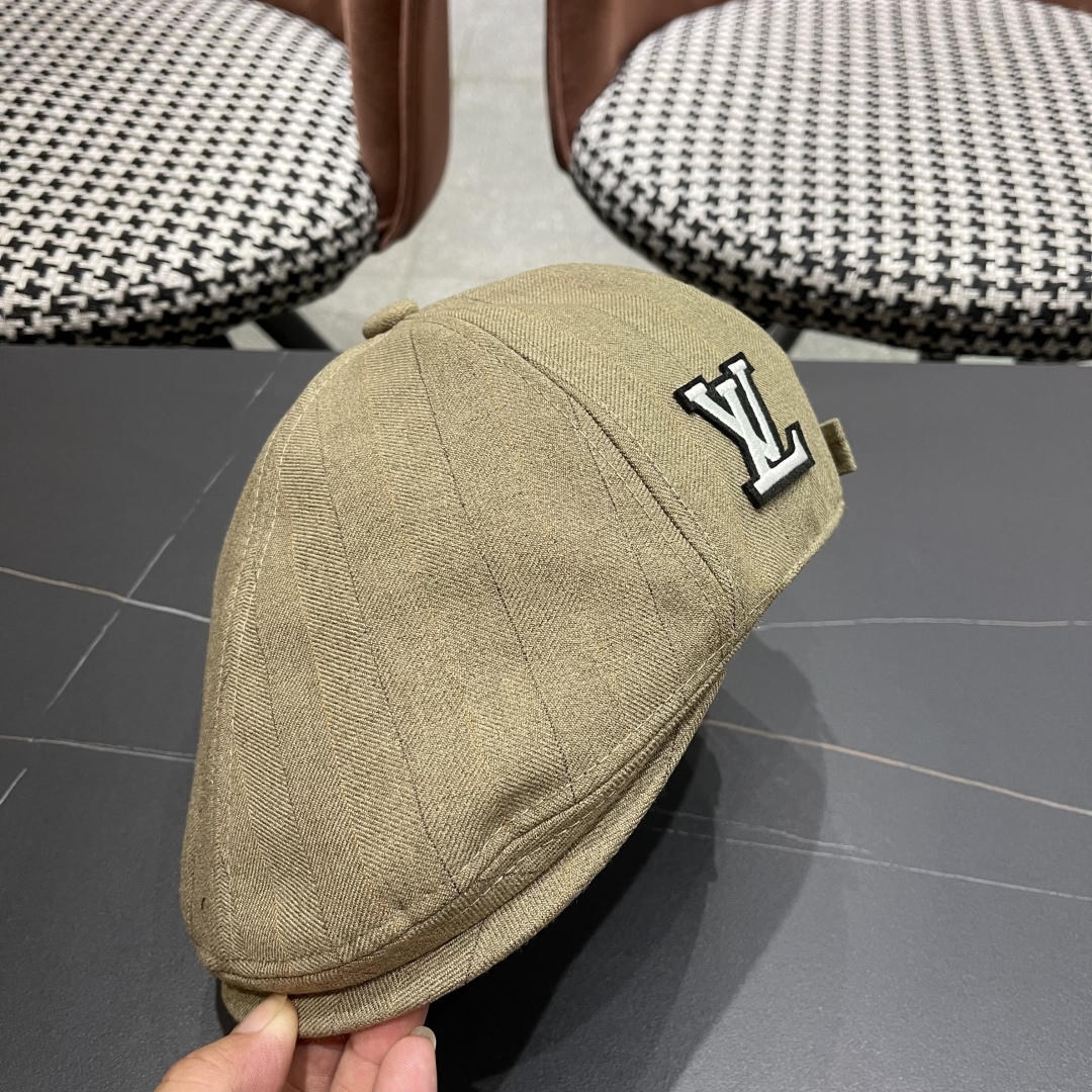  Lv 路易威登日系复古前进帽女大头围贝雷帽报童八角画家帽
男文艺短檐鸭舌帽子