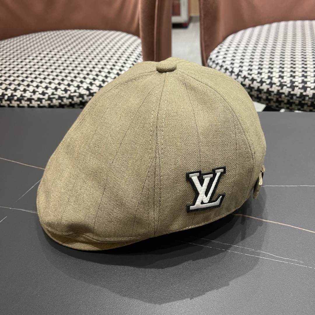  Lv 路易威登日系复古前进帽女大头围贝雷帽报童八角画家帽
男文艺短檐鸭舌帽子