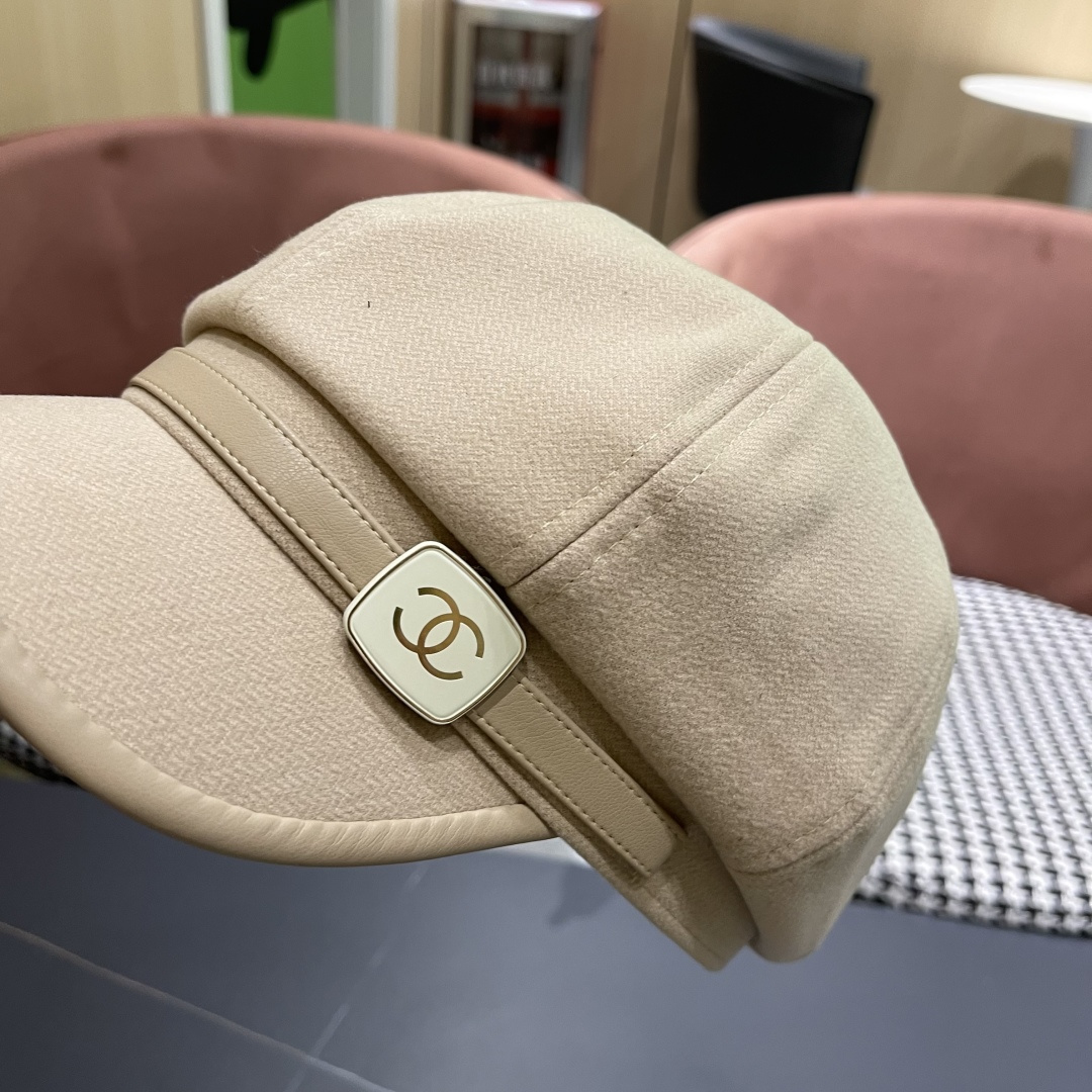  香奈儿 八角帽子女四季款棉质百搭贝雷帽英伦复古大头
围品脸小鸭舌报童帽