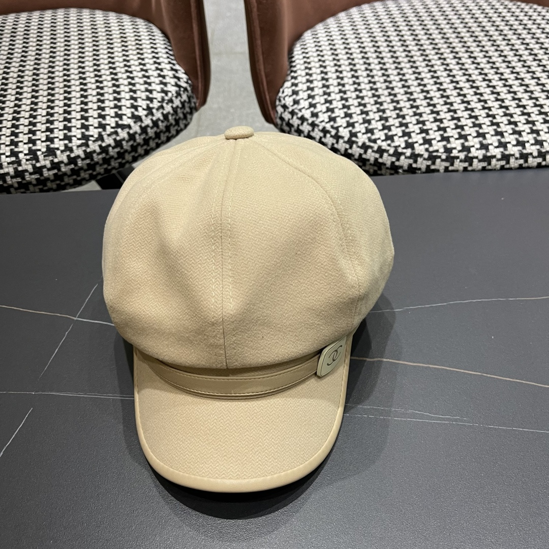  香奈儿 八角帽子女四季款棉质百搭贝雷帽英伦复古大头
围品脸小鸭舌报童帽