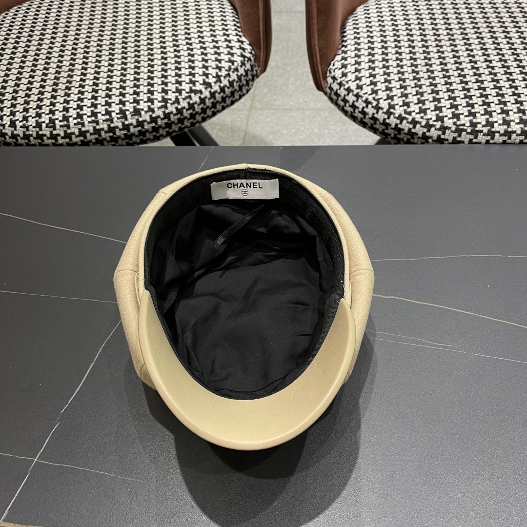  香奈儿 八角帽子女四季款棉质百搭贝雷帽英伦复古大头
围品脸小鸭舌报童帽