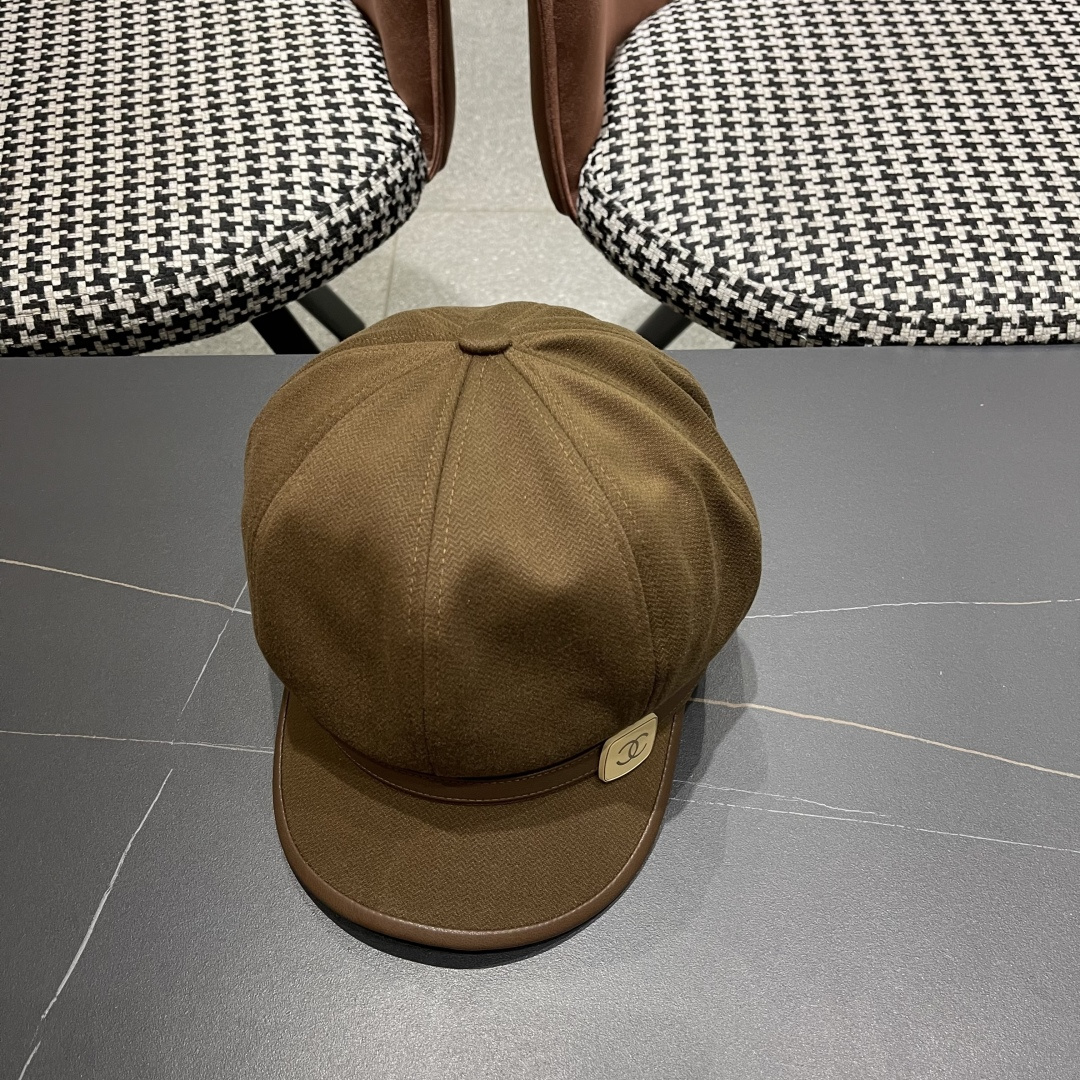  香奈儿 八角帽子女四季款棉质百搭贝雷帽英伦复古大头
围品脸小鸭舌报童帽