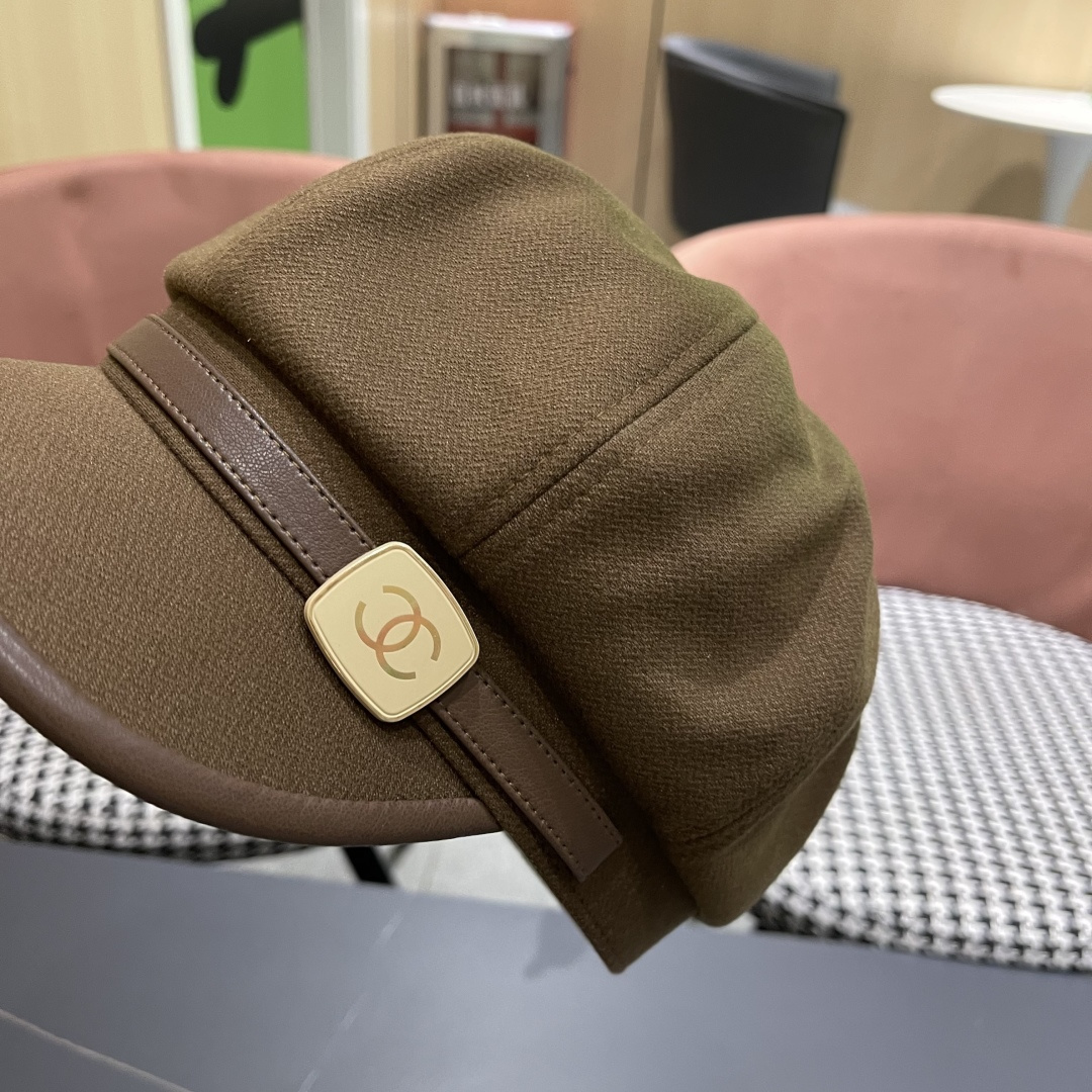  香奈儿 八角帽子女四季款棉质百搭贝雷帽英伦复古大头
围品脸小鸭舌报童帽